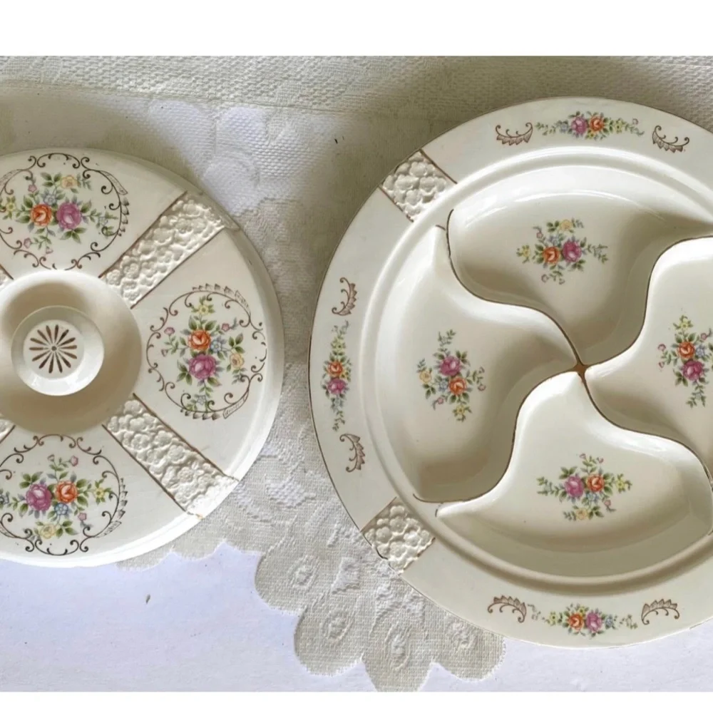 1940’s Japan Hotta Yu shoten hand painted, yellow and pink roses.